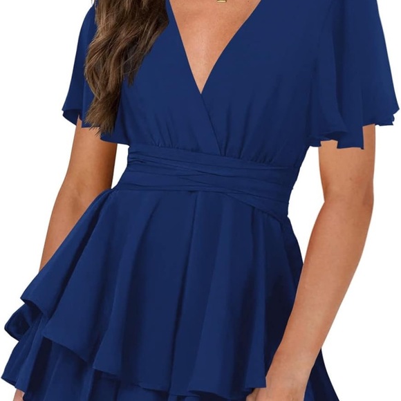 Elegant Navy Blue Women's Dress - Picture 2 of 3